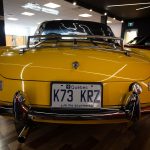 Vue arrière d'une MG MBG jaune de 1973 - EXO Automobiles